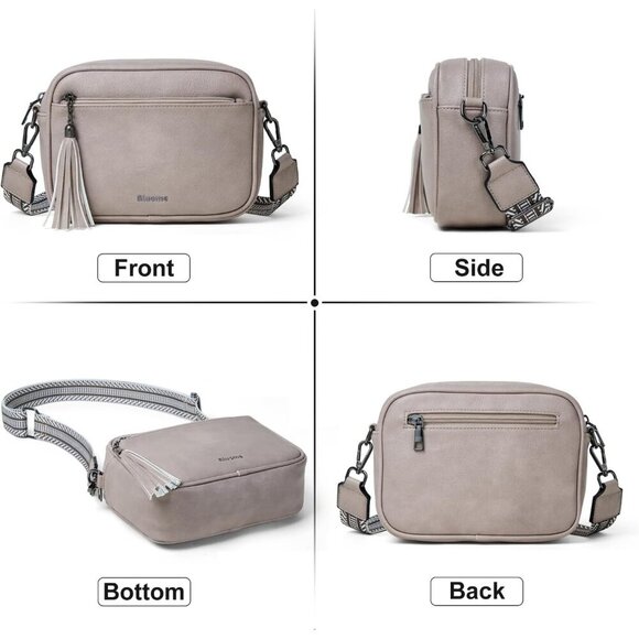 Small Crossbody Purse Vegan Leather Women Multi Pocket Adjustable Strap - Picture 5 of 7